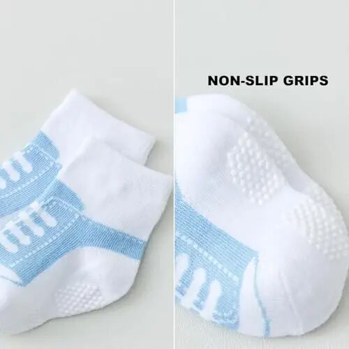 EPEIUS Unisex Baby Girls Boys Non-Slip Socks (Set of 6) | Cute baby shoe look socks with grippers. Soft cotton stay on Booties for 0-6m 6-12m 1-2T 3-5T newborn infant toddlers - 4