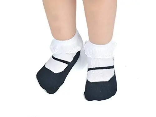EPEIUS Unisex Baby Girls Boys Non-Slip Socks (Set of 6) | Cute baby shoe look socks with grippers. Soft cotton stay on Booties for 0-6m 6-12m 1-2T 3-5T newborn infant toddlers - 3