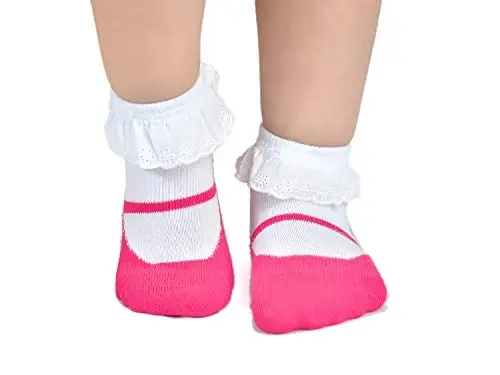 EPEIUS Unisex Chaqaloq Qizlar O'g'il Bolalar Sirpanmaydigan Paypoqlar (6 dona to'plam) - 5