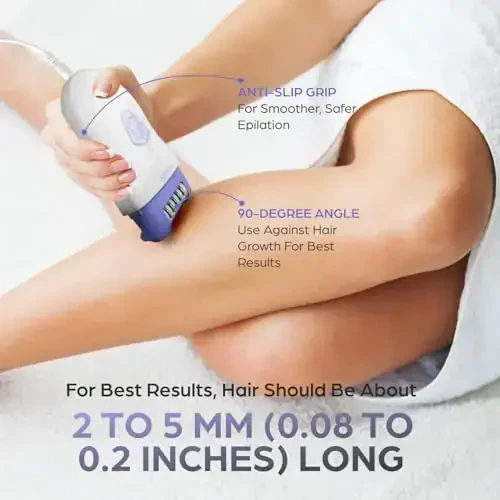 Epilady Speed ayollar uchun simli epilator, oyoqlar, qo'ltiqlar va bikini zonasi uchun ixcham soch olib tashlash moslamasi, 2 ta sozlash opsiyasi, burchakli kesish qo'llanmasi, sim va tozalash cho'tkasi, oq/binafsha - 4
