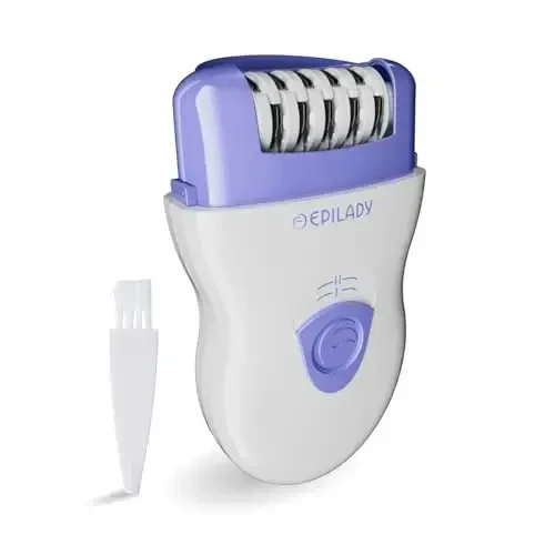 Epilady Speed Corded Epilator for Women, Compact Hair-Removal Device for Legs, Underarms, and Bikini Area, 2 Setting Options, Includes Angled-Trimming Guide, Cord, and Cleaning Brush, White/Purple - 1