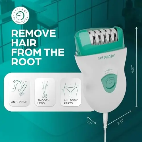 Epilady Speed Corded Epilator - Hair Removal for Arms, Legs, Underarms & Bikini-Area | Two Speed, Essential Compact Hair Removal Epilator for Women - EPILADY