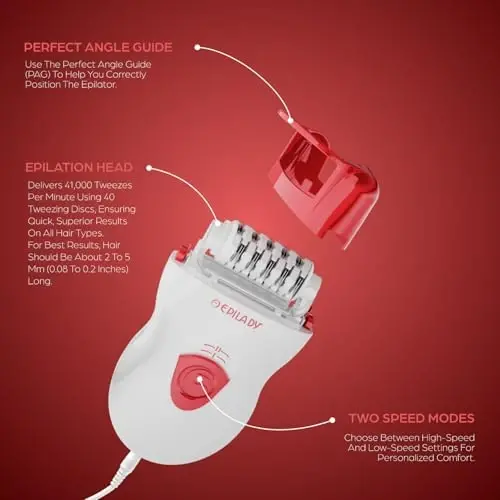 Epilady Speed Corded Epilator for Women – Dual-Speed 40-Disc Root Hair Removal Device for Legs, Underarms and Bikini Area Compact Waterproof Anti-Pinch Design for Smooth Long-Lasting Results - 3