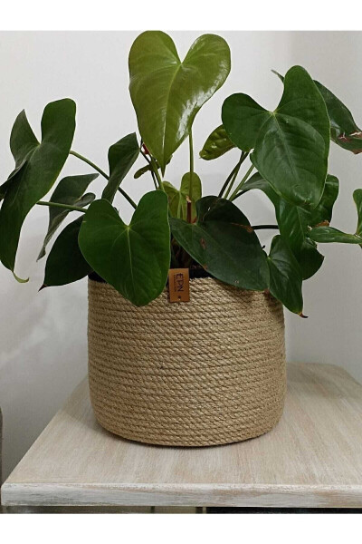 Epncollectıon Planter Basket Wicker Jute Rope Basket Organizer 25x18cm - 5