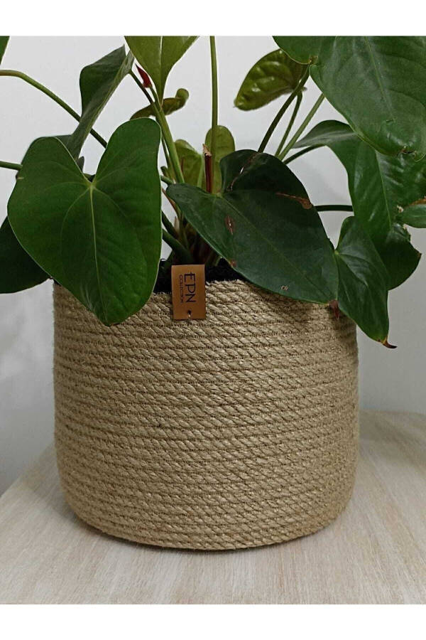 Epncollectıon Planter Basket Wicker Jute Rope Basket Organizer 25x18cm - 6