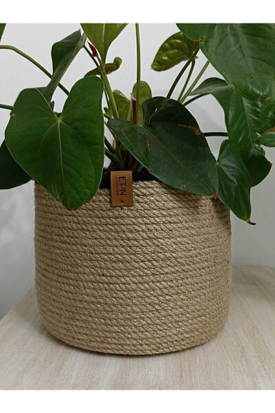 Epncollectıon Planter Basket Wicker Jute Rope Basket Organizer 25x18cm - 4