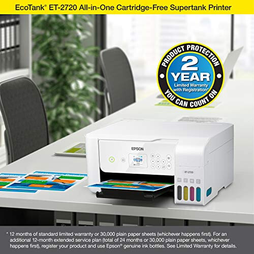 Epson EcoTank ET-2720 Wireless Color All-in-One Supertank Printer with Scanner and Copier - White - 10