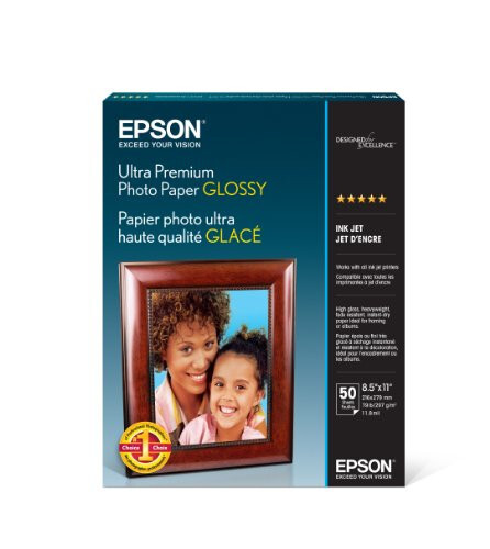 Epson EcoTank ET-3850 Simsiz Rangli Hammasi Bitta Kartrijsiz Supertank Printer Skener va Ultra Premium Fotosurat Qog'ozi Yaltirok (8.5x11 Dyuym, 50 Varag') (S042175), Oq - 3