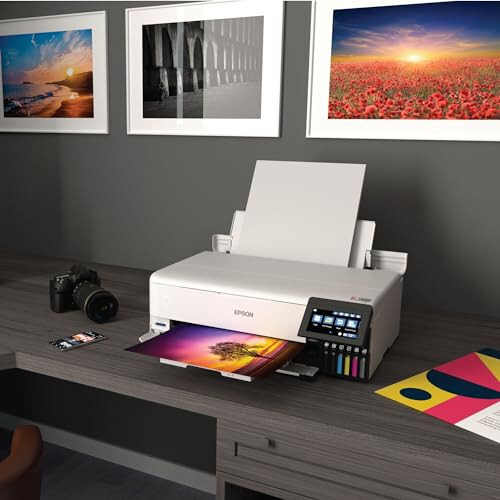 Epson EcoTank Photo ET-8550 Беспроводной широкоформатный многофункциональный супертанковый принтер со сканером, копиром, Ethernet и 4,3-дюймовым цветным сенсорным экраном, большой, белый - 1