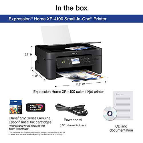 Epson Expression Home XP-4100 Wireless Color Printer with Scanner and Copier - 12