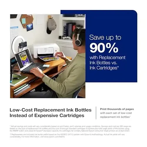 Epson Workforce ES-50 PC va Mac uchun portativ varaqali hujjat skaneri & EcoTank ET-2800 simsiz rangli ko‘p funksiyali картриджsiz Supertank printeri skanerlash va nusxa olish funksiyasi bilan – Oq - 6