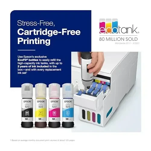 Epson Workforce ES-50 PC va Mac uchun portativ varaqali hujjat skaneri & EcoTank ET-2800 simsiz rangli ko‘p funksiyali картриджsiz Supertank printeri skanerlash va nusxa olish funksiyasi bilan – Oq - 7