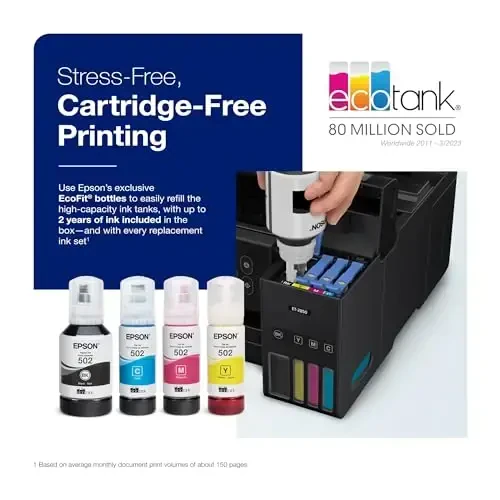 Epson Workforce ES-50 PC va Mac uchun Portativ Varrakli Hujjat Skaneri & EcoTank ET-2850 Simsiz Rangli Hammasi Birda Kartrijsiz Supertank Printer Skan bilan - 6