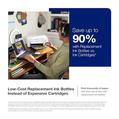 Epson Workforce ES-50 Portable Sheet-Fed Document Scanner for PC and Mac & EcoTank ET-2800 Wireless Color All-in-One Cartridge-Free Supertank Printer with Scan and Copy â€“ - White - 6