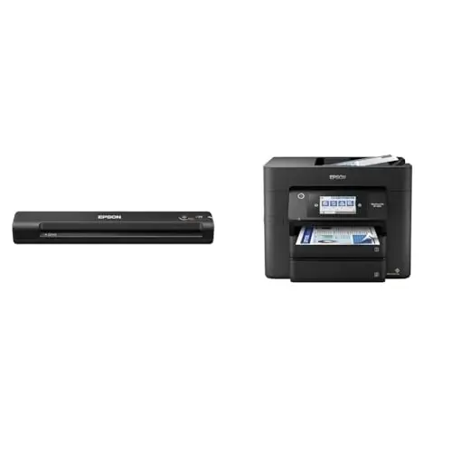 Epson Workforce ES-50 Portable Sheet-Fed Document Scanner for PC and Mac & Workforce Pro WF-4830 Wireless All-in-One Printer with Auto 2-Sided Print, Copy 