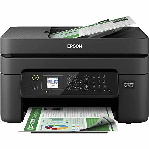 Epson Workforce WF-2830 Wireless Color Inkjet All-in-One Printer, Print Scan Copy and Fax, Automatic 2-Sided Printing, 1.4