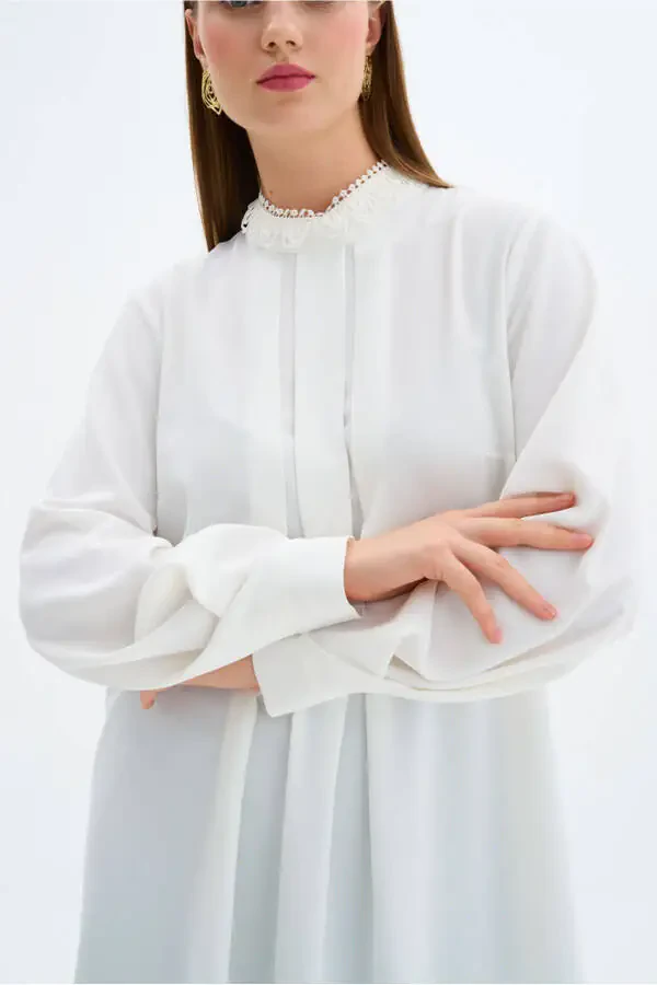 Yaka Dantel Detaylı Tunik - 4