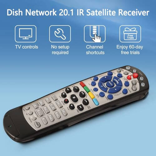 EQINI New Replacement for Dish Network 20.1 IR Satellite Receiver Remote Control (Black) (1pcs) - 7