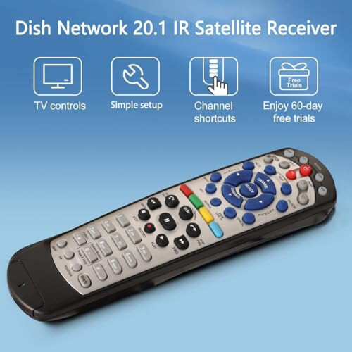 EQINI New Replacement for Dish Network 20.1 IR Satellite Receiver Remote Control (Black) (1pcs) - 2