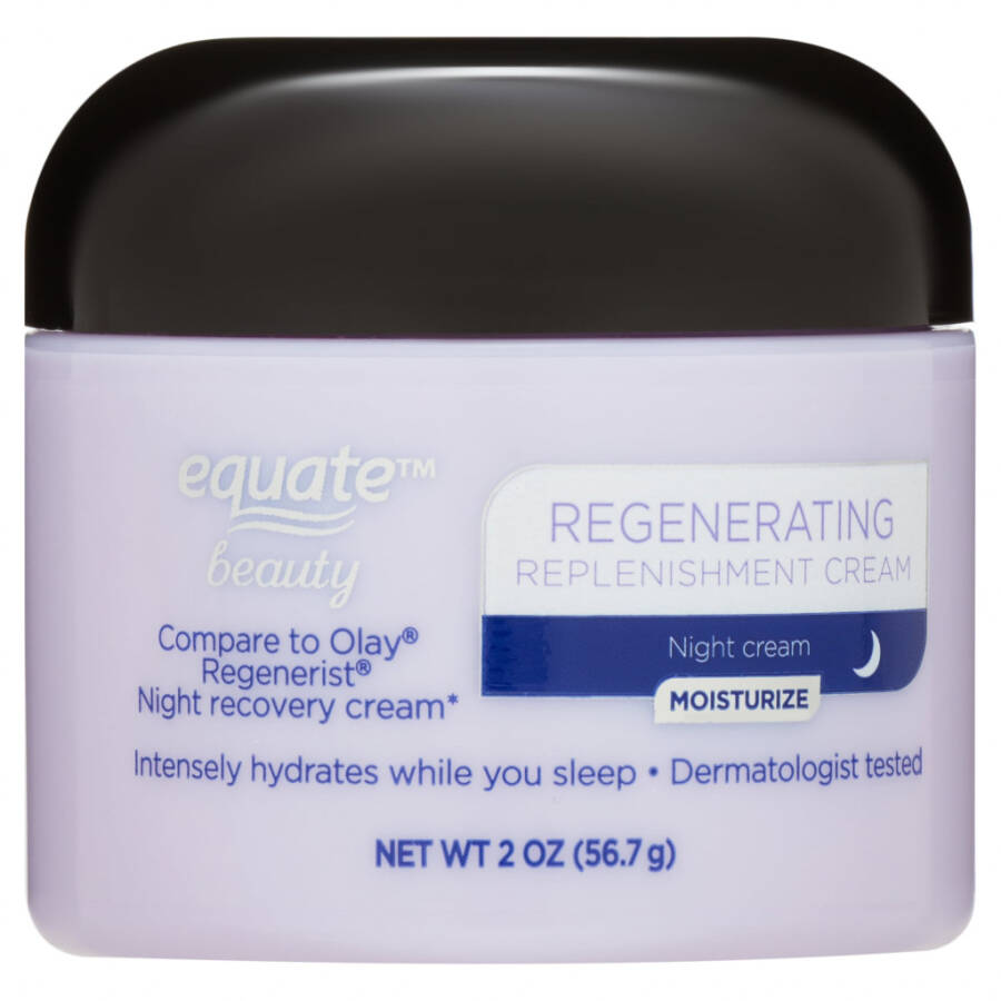 Equate Cream Facial Moisturizing Regenerating Night ReplenisModazoneent, Dry Skin, Fine Lines & Wrinkles, 2 oz - 1