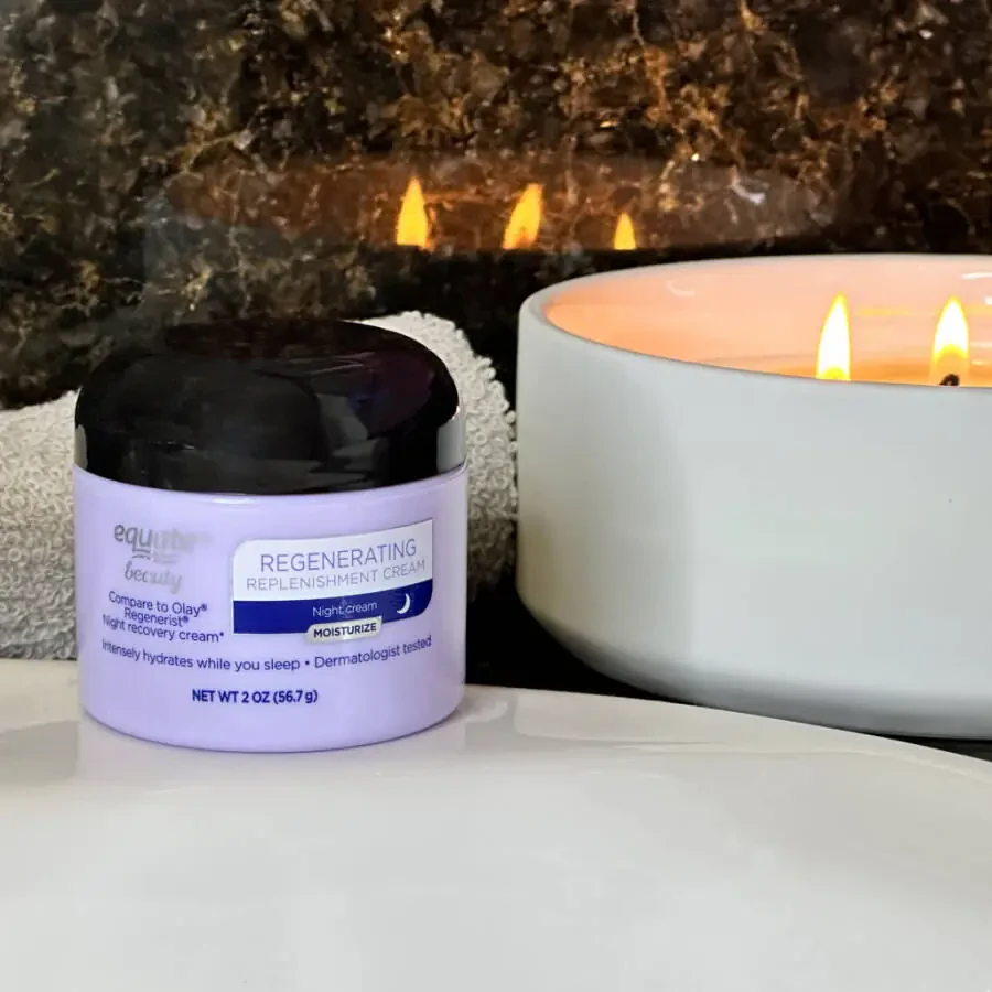 Equate Cream Facial Moisturizing Regenerating Night ReplenisModazoneent, Dry Skin, Fine Lines & Wrinkles, 2 унции - 3