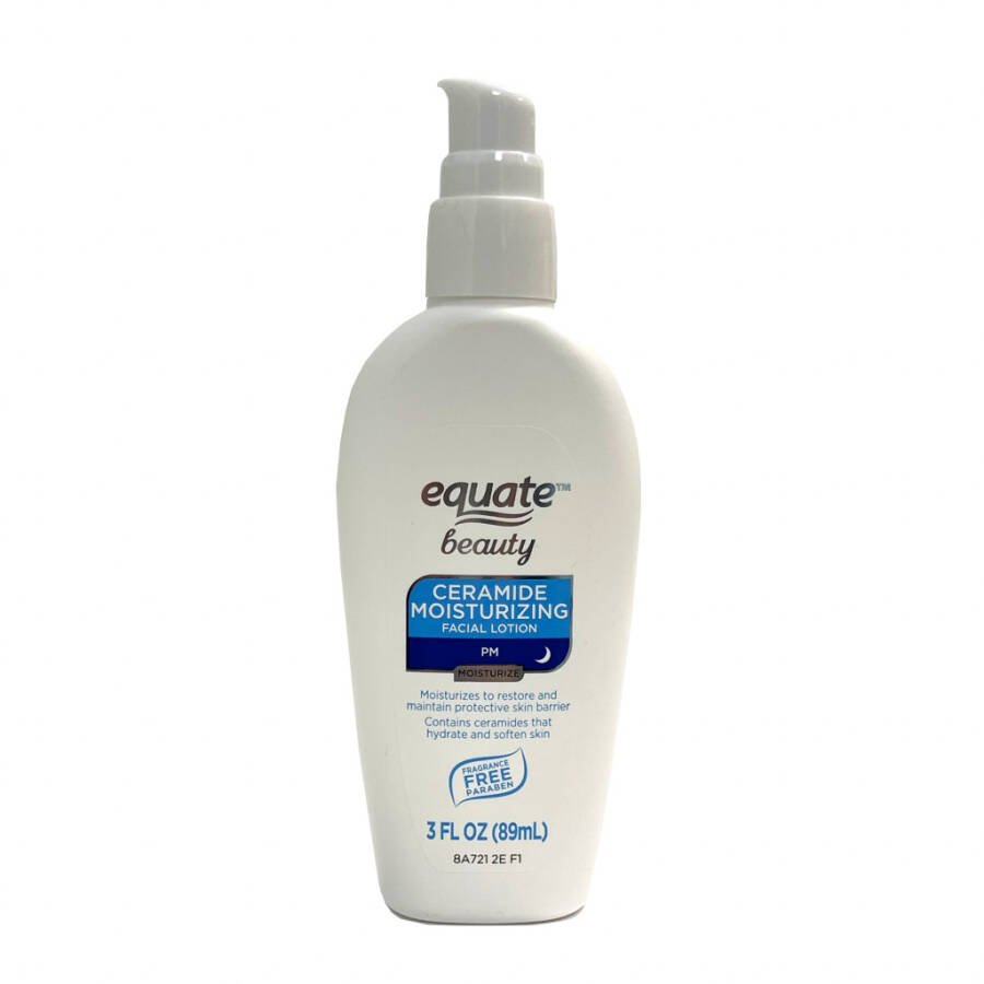 Equate Night Time Ceramide Moisturizing Facial Lotion for Face Care to Restore & Protect Skin, Fragrance Free, 3 oz - 1