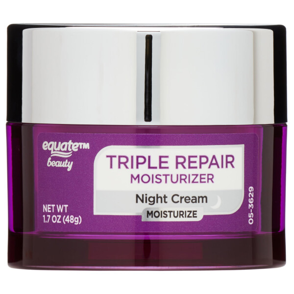 Equate Triple Repair Moisturizer Night Cream, All Skin Types, Dryness, 1.7 oz - 1