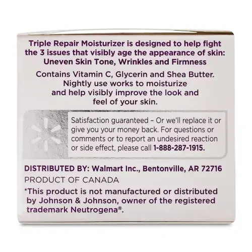 Equate Triple Repair Moisturizer Night Cream, All Skin Types, Dryness, 1.7 oz - 4