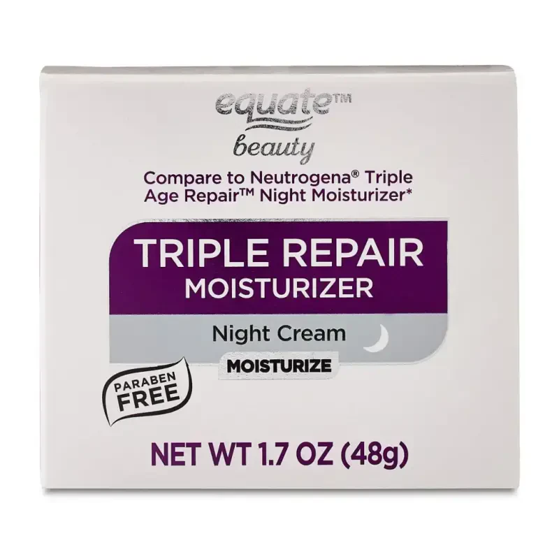 Equate Triple Repair Moisturizer Night Cream, All Skin Types, Dryness, 1.7 oz - 6