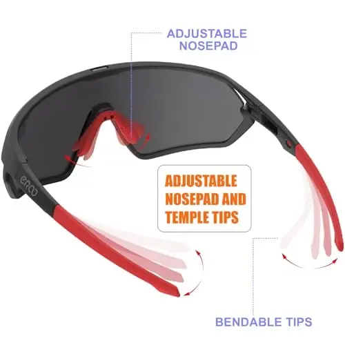 ER00 Youth Baseball Shield Polarized Sunglasses Kids Boys Girls Women 1206 Cycling Softball Lightweight Sports Shades Padel - 5