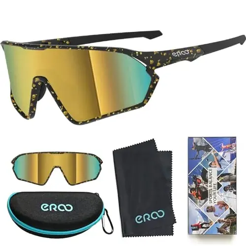 ER00 Youth Baseball Shield Polarized Sunglasses, Teens Kids Boys Girls Women 1206 Cycling Softball Lightweight Sports Shades - 2