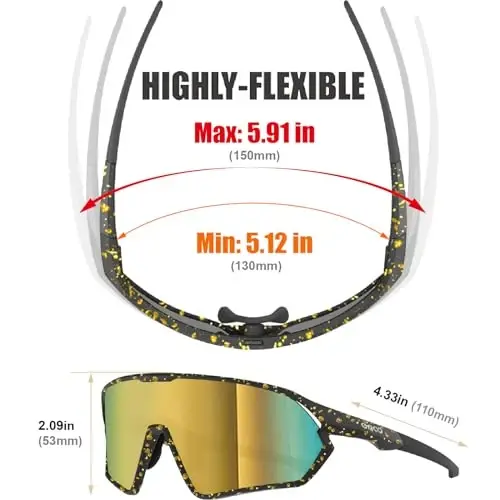 ER00 Youth Baseball Shield Polarized Sunglasses, Teens Kids Boys Girls Women 1206 Cycling Softball Lightweight Sports Shades - 3