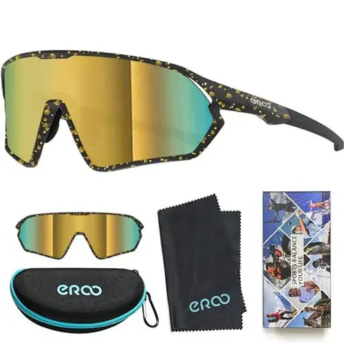 ER00 Youth Baseball Shield Polarized Sunglasses, Teens Kids Boys Girls Women 1206 Cycling Softball Lightweight Sports Shades - 4