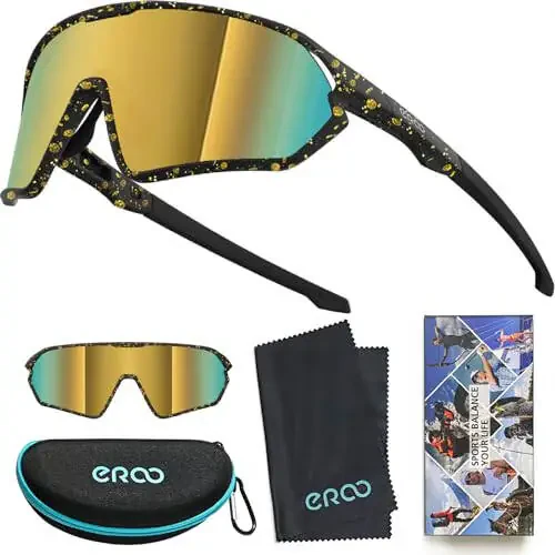 ER00 Youth Baseball Shield Polarized Sunglasses, Teens Kids Boys Girls Women 1206 Cycling Softball Lightweight Sports Shades - 10