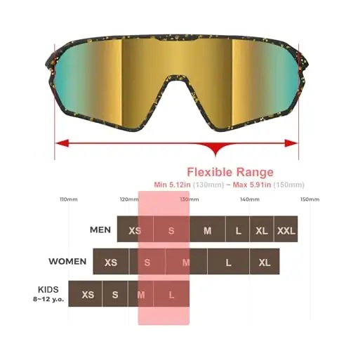 ER00 Youth Baseball Shield Polarized Sunglasses, Teens Kids Boys Girls Women 1206 Cycling Softball Lightweight Sports Shades - 4