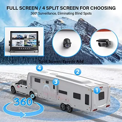 eRapta 1080P Wired Backup Camera System Kit,9