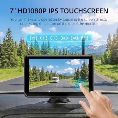eRapta 7 Inch Dual Solar Wireless Backup Camera Magnetic with HD1080P DVR | Touchscreen BSD Alarm, 1-Min Free-Installation, IR Night Vision for Truck/Trailer/Tractor/Small-RV/Hitching/Fifth Wheels - 2