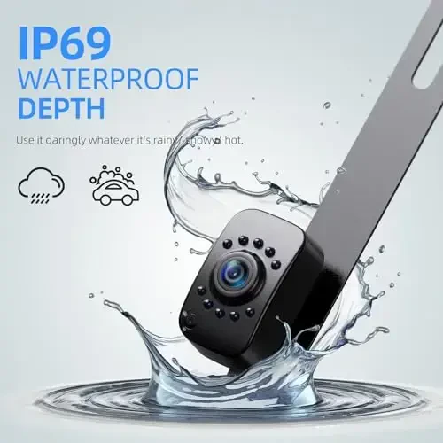 eRapta HD 1080P Backup Camera, AHD Compatible, License Plate Rear View Camera for Car, Metal Housing, IP69 Waterproof Rearview Universal Reverse Cam Kit for Vehicle SUV RV Pickup, AGQT01 - 7