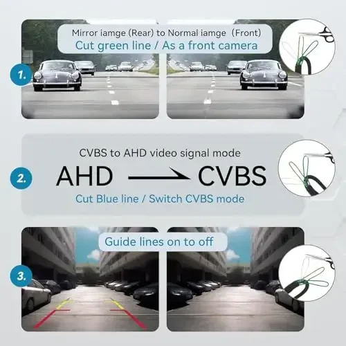 eRapta HD 1080P Backup Camera,AHD Compatible,License Plate Rear View Camera for Car,Metal Housing,IP69 Waterproof Rearview Universal Reverse Cam Kit for Vehicle SUV RV Pickup,AGQT01 - 3