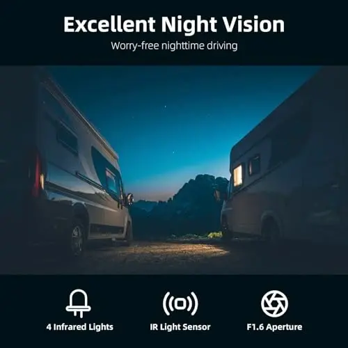 eRapta HD 1080p Orqaga Qaytish Kamerasi Tizimi To'plami, 7 dyuymli Orqaga Qaytish Monitori IP69 Suv o'tkazmaydigan, Orqa va Yon Ko'rinish Kameralari, Treyler/Traktor/Kemping uchun Orqaga Qaytish Kamerasi Y0202 - 3