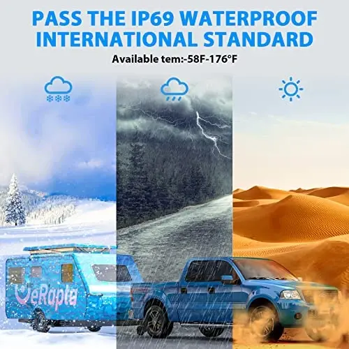 eRapta HD Backup Camera Rear View License Plate Reverse Camera Universal for Pickup Truck Car SUV 149° Perfect Angle Night Vision IP69K Level Waterproof A1XT02 - 5