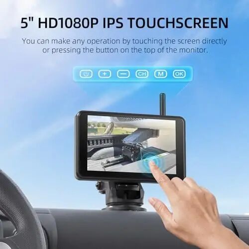 eRapta Magnetic Solar Wireless Backup Camera: HD1080P 5” Touchscreen | Portable with DVR, BSD, 1-Min Install-free IR Night Vision Hitch Backup Camera for Trailer/Truck/ RV/Camper/Tractor-AWTCM501 - eRapta (1)
