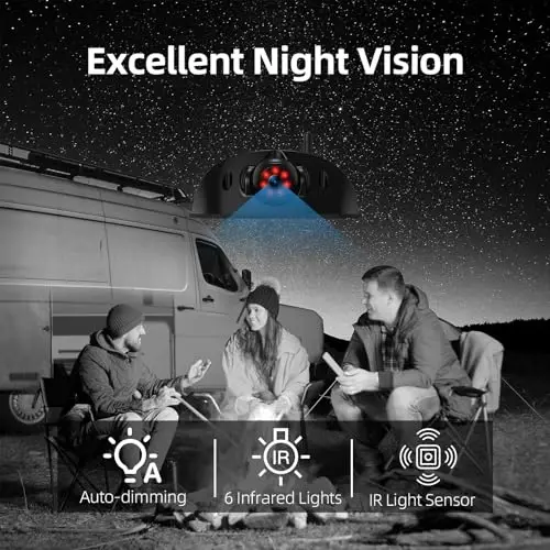 eRapta RV Backup Camera Wireless System for Furrion with 5-Inch Monitor 1080P, 1 Rear Camera, Wide-View, Video Recording, IR Night Vision, IP69 Waterproof, Plug and Play for Camper -AY5 - 6