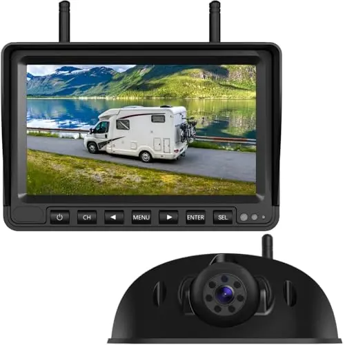eRapta RV Backup Camera Wireless System for Furrion with 7-Inch Monitor 1080P, 1 Rear Camera, Wide-View, Video Recording, IR Night Vision, IP69 Waterproof, Plug and Play for Camper -AW7Y5 - 1