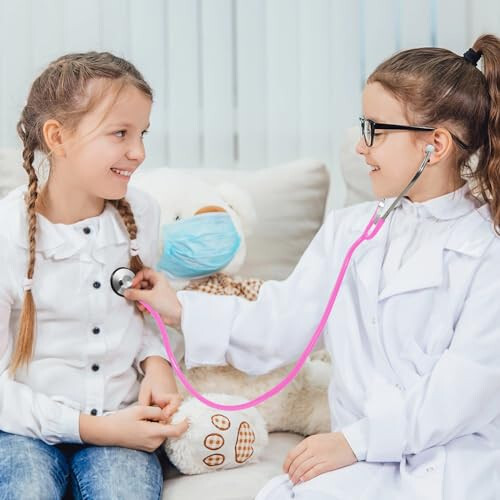 ERDOGLY Doctor Costume for Kids,Toddler Doctor Costume Lab Coat with Kids Stethoscope, Halloween Doctor Lab Costume Age 3-12 - 4