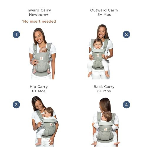 Ergobaby Omni 360 All-Position Baby Carrier for Newborn to Toddler with Lumbar Support (7-45 Pounds), Pearl Grey, One Size (Pack of 1) - 32