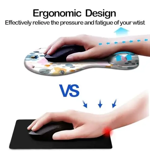Ergonomic Mouse Pad with Wrist Support and Coaster,Mouse Pads with Non-Slip PU Base for Home Office Working Studying Easy Typing & Pain Relief Blossoming - 2