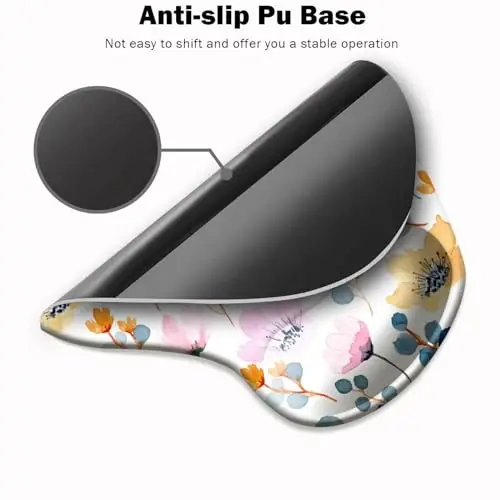 Ergonomic Mouse Pad with Wrist Support and Coaster,Mouse Pads with Non-Slip PU Base for Home Office Working Studying Easy Typing & Pain Relief Blossoming - 3