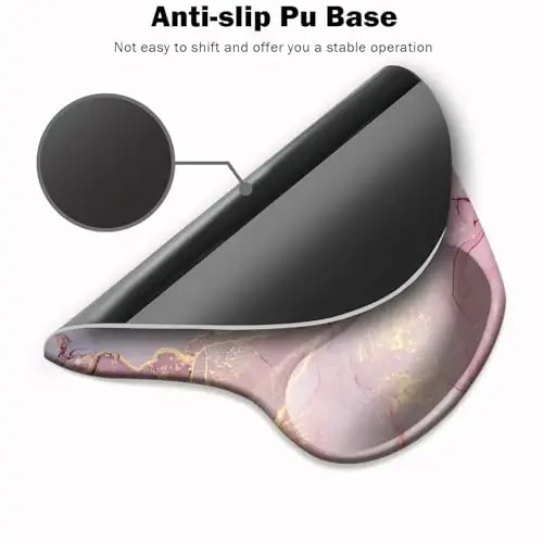 Ergonomic Mouse Pad with Wrist Support and Coaster,Mouse Pads with Non-Slip PU Base for Home Office Working Studying Easy Typing & Pain Relief Cyan Pink Marble - 3