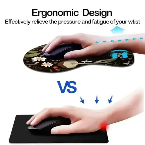 Ergonomic Mouse Pad with Wrist Support and Coaster,Mouse Pads with Non-Slip PU Base for Home Office Working Studying Easy Typing & Pain Relief Daisy - 2
